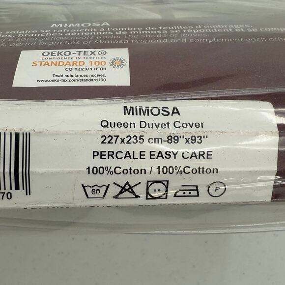 NWT Mimosa By Anne De Solene Floral QUEEN Duvet & Sham Set Percale Cotton - Picture 8 of 12